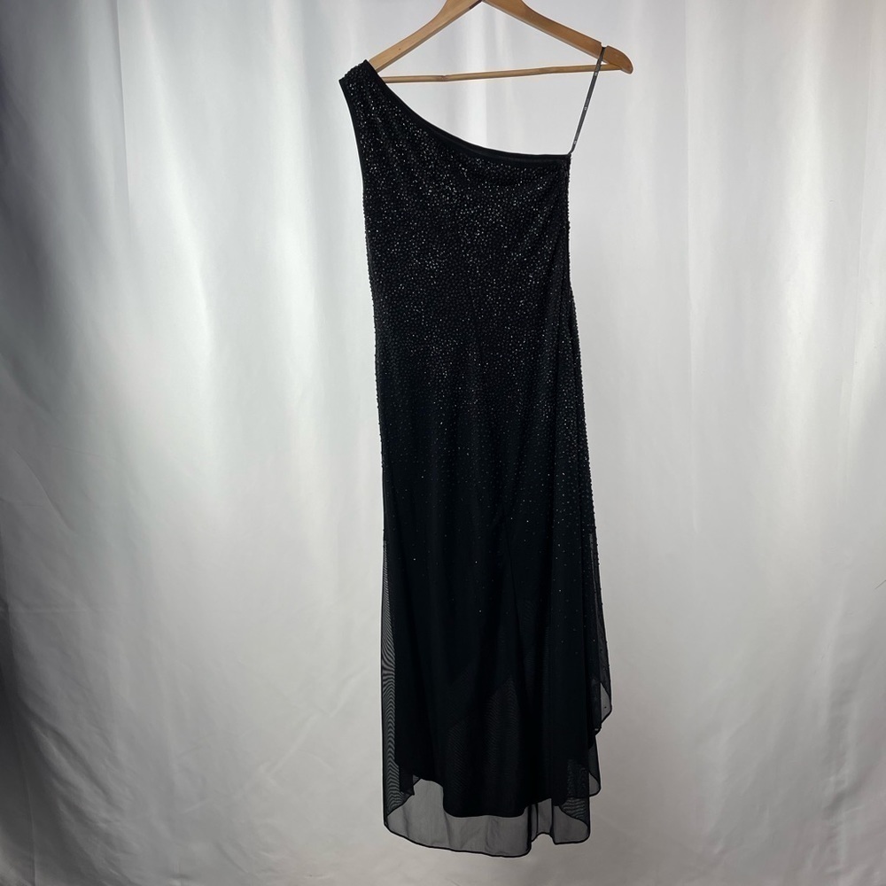 Vintage Tadashi 90's style Beaded One Shoulder Dress in Black Size Small Petite - Picture 5 of 8